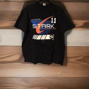 Marvel Iron Man Stark Industries Motor Racing XL T-Shirt Men's Black Graphic Tee